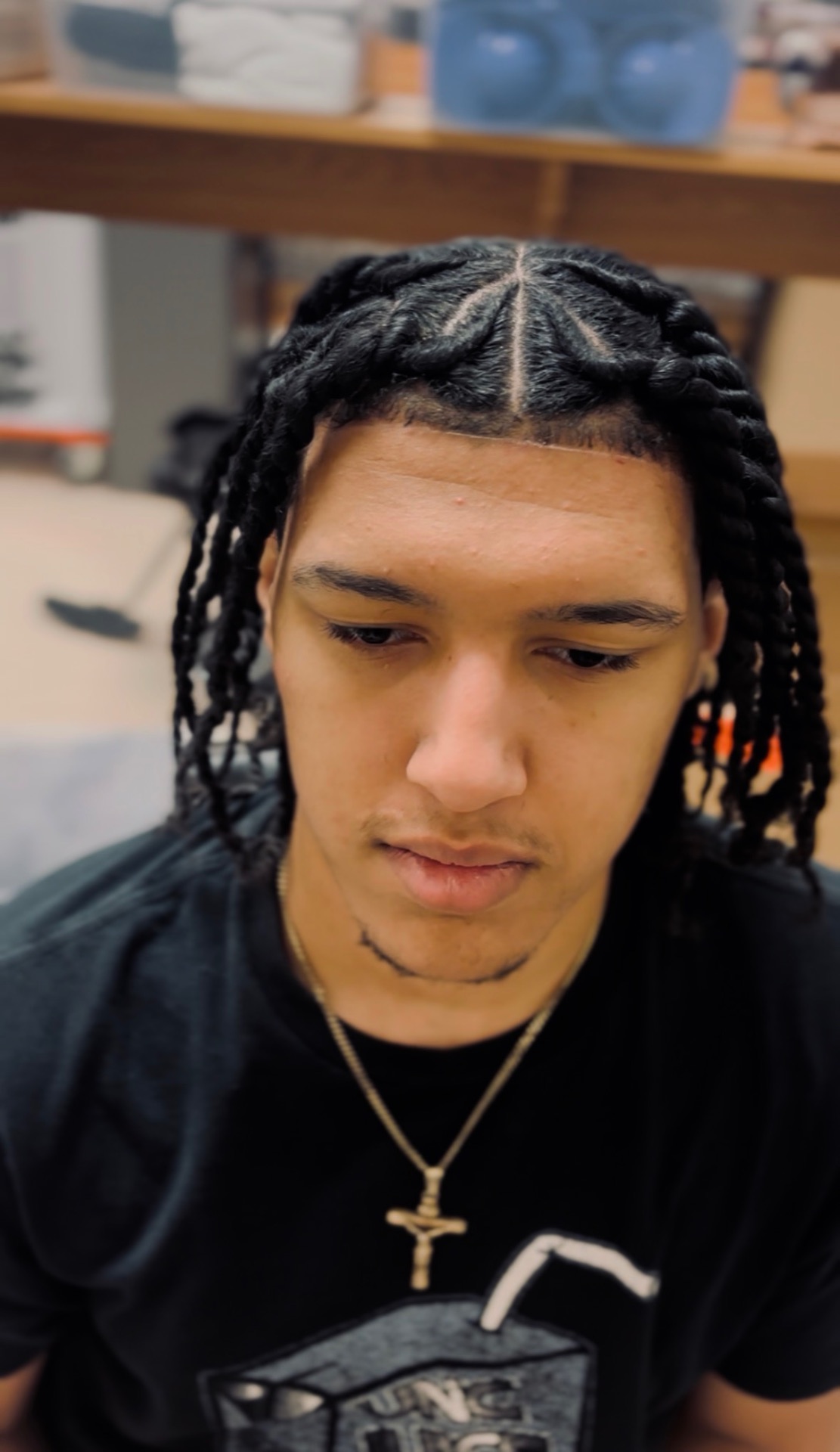 Braided style with crisp hairline